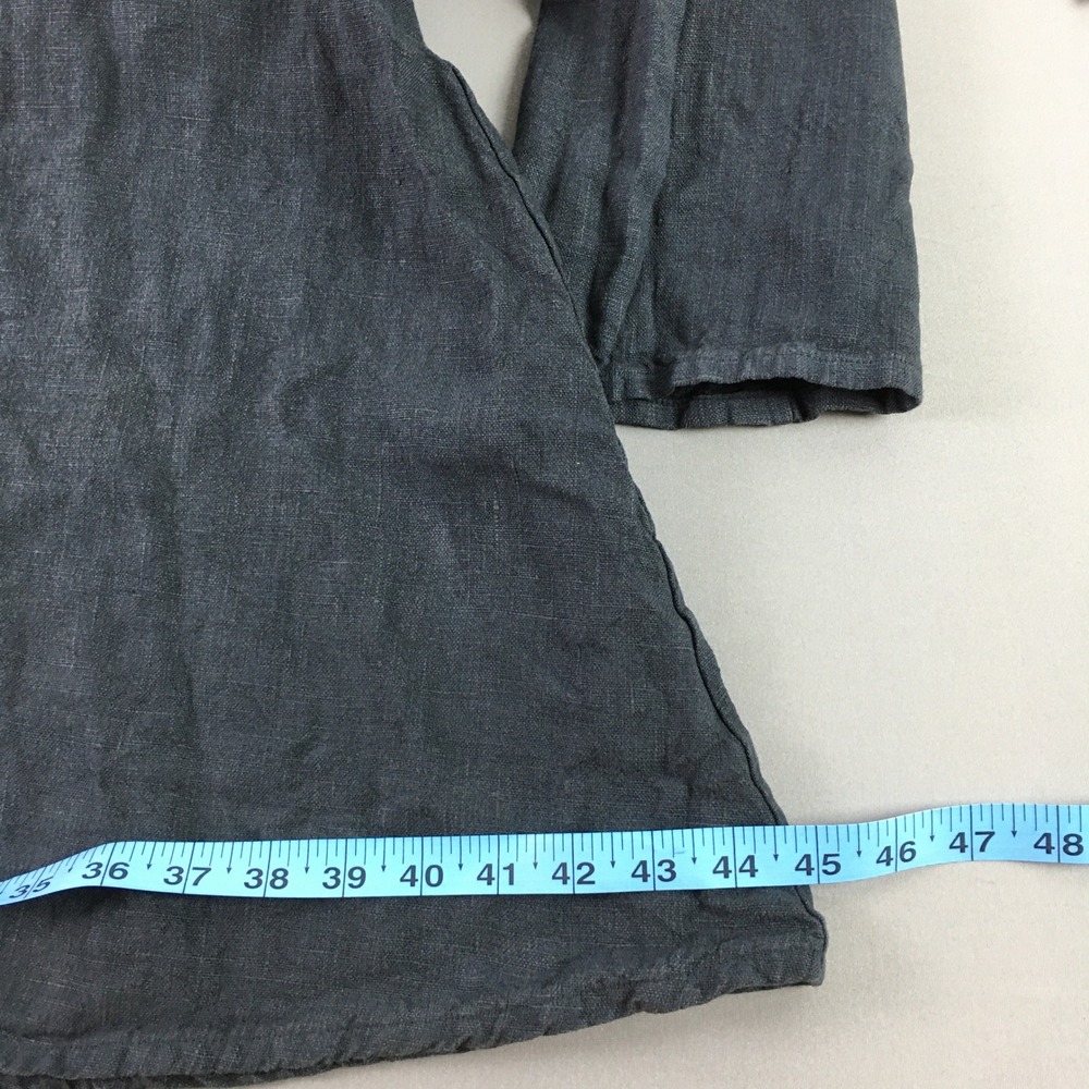 Bryn Walker Linen Midi Dress Women L Dark Grey Long Sleeve Lagenlook Summer USA - Picture 11 of 16